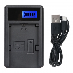 Зарядное устройство USB LCD для аккумулятора LP-E6 (Canon EOS: 90D, 80D, 60D, 70D, 6D, 6D mark II, 7D, 7D mark II, 5D mark II, 5D mark III, 5D mark IV, 5DS, 5DR, EOS R, EOS Ra)