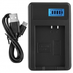 Зарядное устройство USB LCD для АКБ NP-W126 (FUJIFILM: HS50, HS35, HS33, HS30EXR, X-A1, X-A2, X-A3, X-A10, X-E1, X-E2, X-Pro1, X-Pro2, X-M1, X-T1, X-T10, X-T20, X-T2)