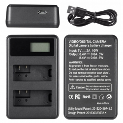Двойное зарядное устройство USB для АКБ NP-W126 (FUJIFILM: HS50, HS35, HS33, HS30EXR, X-A1, X-A2, X-A3, X-A10, X-E1, X-E2, X-Pro1, X-Pro2, X-M1, X-T1, X-T10, X-T20, X-T2)